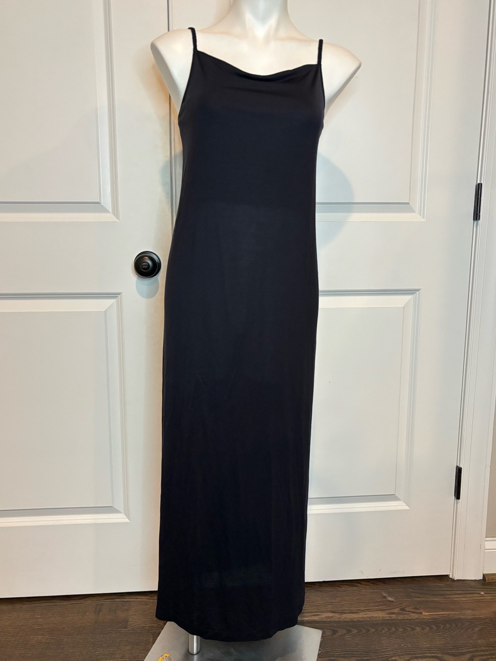 NWT COS Navy Square Neck Tie Back Strappy Straight Tencel Midi Dress S